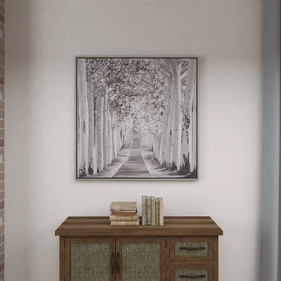 Canvas Landscape Trees Framed Wall Art With Silver Frame White - Olivia & May 9 Canvas Landscape Trees Framed Wall Art With Silver Frame White - Olivia & May - Image 7
