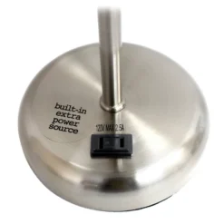 19.5" Bedside Power Outlet Base Metal Table Desk Lamp Brushed Steel With Fabric Shade Purple - Creekwood Home -Home Decoration Store GUEST e8f1469a 389e 4710 80a9 5cfd9151cc87