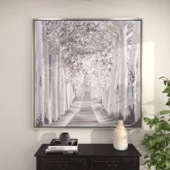 Canvas Landscape Trees Framed Wall Art With Silver Frame White - Olivia & May 35 Canvas Landscape Trees Framed Wall Art With Silver Frame White - Olivia & May -Home Decoration Store GUEST e9531723 141a 4931 8294 f82c317d2564