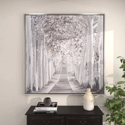 Canvas Landscape Trees Framed Wall Art With Silver Frame White - Olivia & May 16 Canvas Landscape Trees Framed Wall Art With Silver Frame White - Olivia & May - Image 14