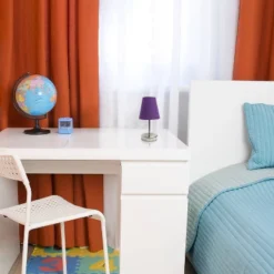 10.5" Petite Metal Stick Bedside Table Desk Lamp In Sand Nickel With Fabric Shade Purple - Creekwood Home -Home Decoration Store GUEST e99d63c0 76f3 4db3 9108 f039fd8f980f