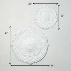 Sullivans Brushed White Wall Medallions Set Of 2, 39"H & 25"H White -Home Decoration Store GUEST e9cc137b 1e8e 4f9f 95b0 bb0e01f3cf7a