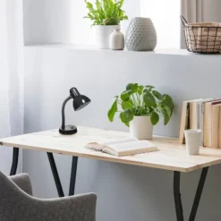 14.25" Traditional Fundamental Metal Desk Task Lamp And Bowl Shaped Shade With Flexi Gooseneck Black - Creekwood Home -Home Decoration Store GUEST e9dd6fa6 80a4 4696 bd00 ad284296e1d0