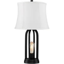 360 Lighting Marcel Industrial Table Lamps 24 1/4" High Set Of 2 Black With USB Charging Port And Nightlight LED Cream Shade For Bedroom Bedside Desk -Home Decoration Store GUEST ea3a164c fa0b 40e2 a3ea 4302b9441968