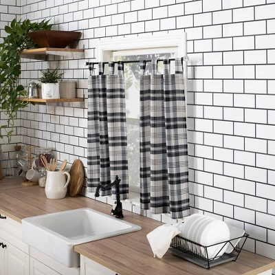 Blair Farmhouse Plaid Semi-Sheer Tab Top Kitchen Curtain Valance And Tiers Set - No. 918 7 Blair Farmhouse Plaid Semi-Sheer Tab Top Kitchen Curtain Valance And Tiers Set - No. 918 - Image 5