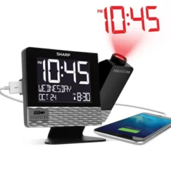 Projection With Usb Charge Table Clock Black - Sharp