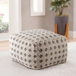 Kodi Square Pouf Ottoman Black/Off White - Steve Silver Co. -Home Decoration Store GUEST f36322d2 3f8d 423d 960c 0278598b4767