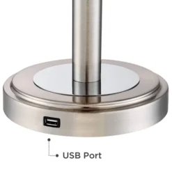 360 Lighting Camile Modern Table Lamps 25" High Set Of 2 Brushed Nickel With USB Charging Port Off White Drum Shade For Living Room Office House Desk -Home Decoration Store GUEST f436b9cc 0a81 48d9 8178 4c9b9dea41c3