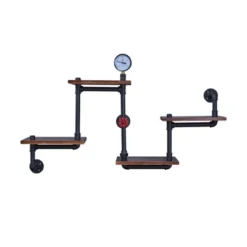 44.5" X 27.6" Tiered Horizontal Industrial Pipe Wall Shelf Brown/Black - Danya B. -Home Decoration Store GUEST f52bdee0 571d 4292 a433 800fb5f9558a