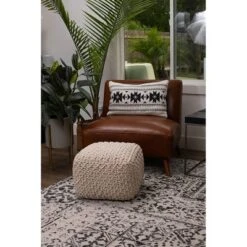 BirdRock Home Square Pouf Foot Stool Ottoman For Living Room & Bedroom - Natural -Home Decoration Store GUEST f82ce245 b7e6 4ff6 a48c 1402bbeb68ee