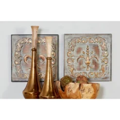 Metal Fleur De Lis Embossed Wall Decor Set Of 4 Brass - Olivia & May -Home Decoration Store GUEST fa1d2cfd 4049 4a25 bc3b 007d556453a4