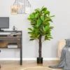 HOMCOM 5FT Artificial Fiddle Leaf Fig Tree, Faux Decorative Plant In Nursery Pot For Indoor Or Outdoor Décor -Home Decoration Store GUEST fd0190c6 a277 4907 9bb4 47647457bbb5