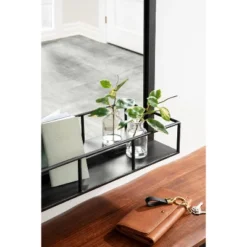 20" X 30" Jackson Metal Framed Decorative Wall Mirror With Shelf Black - Kate & Laurel All Things Decor -Home Decoration Store GUEST fdfee5d2 9b65 4ce8 92a8 09e19b0a1bfd