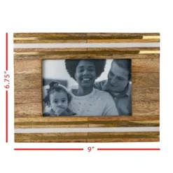 Gold Metal & White Resin Strip 4X6 Photo Frame - Foreside Home & Garden -Home Decoration Store GUEST ff71deab 3404 4554 b7af 603a9937c75c