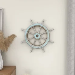 Wood Sail Boat Ship Wheel Wall Decor With Distressing Blue - Olivia & May 38 Wood Sail Boat Ship Wheel Wall Decor With Distressing Blue - Olivia & May -Home Decoration Store GUEST fff68e7a 4ea6 49c9 b9af 4f3e4ebc9d21